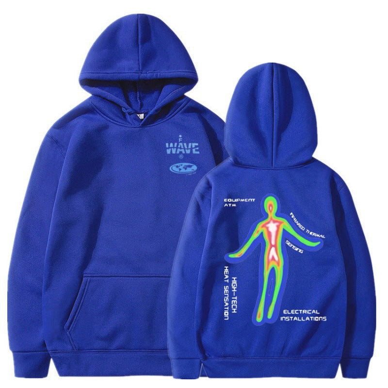 [Cross-border European Code] Skeleton Thermal Imaging Graphic Print Hoodie