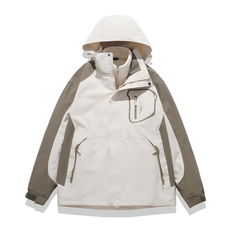 Autumn and Winter couple's three-in-one two-piece windproof water jacket men's outdoor jacket women's fleece jacket fleece-lined thickened