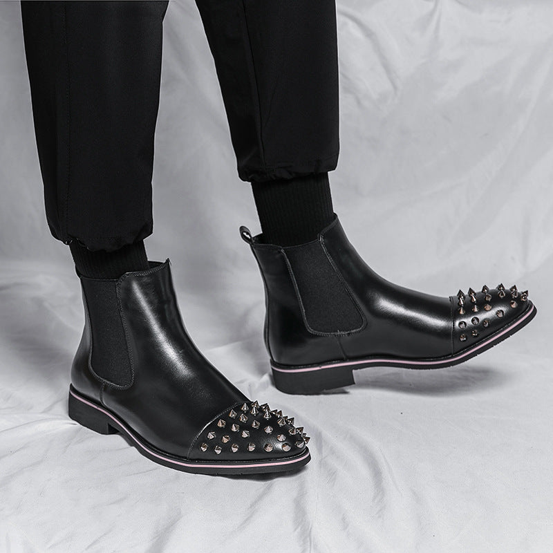 Men's leather boots cross-border plus size new shoes fashion British style rivets casual boots vintage Martin boots wholesale