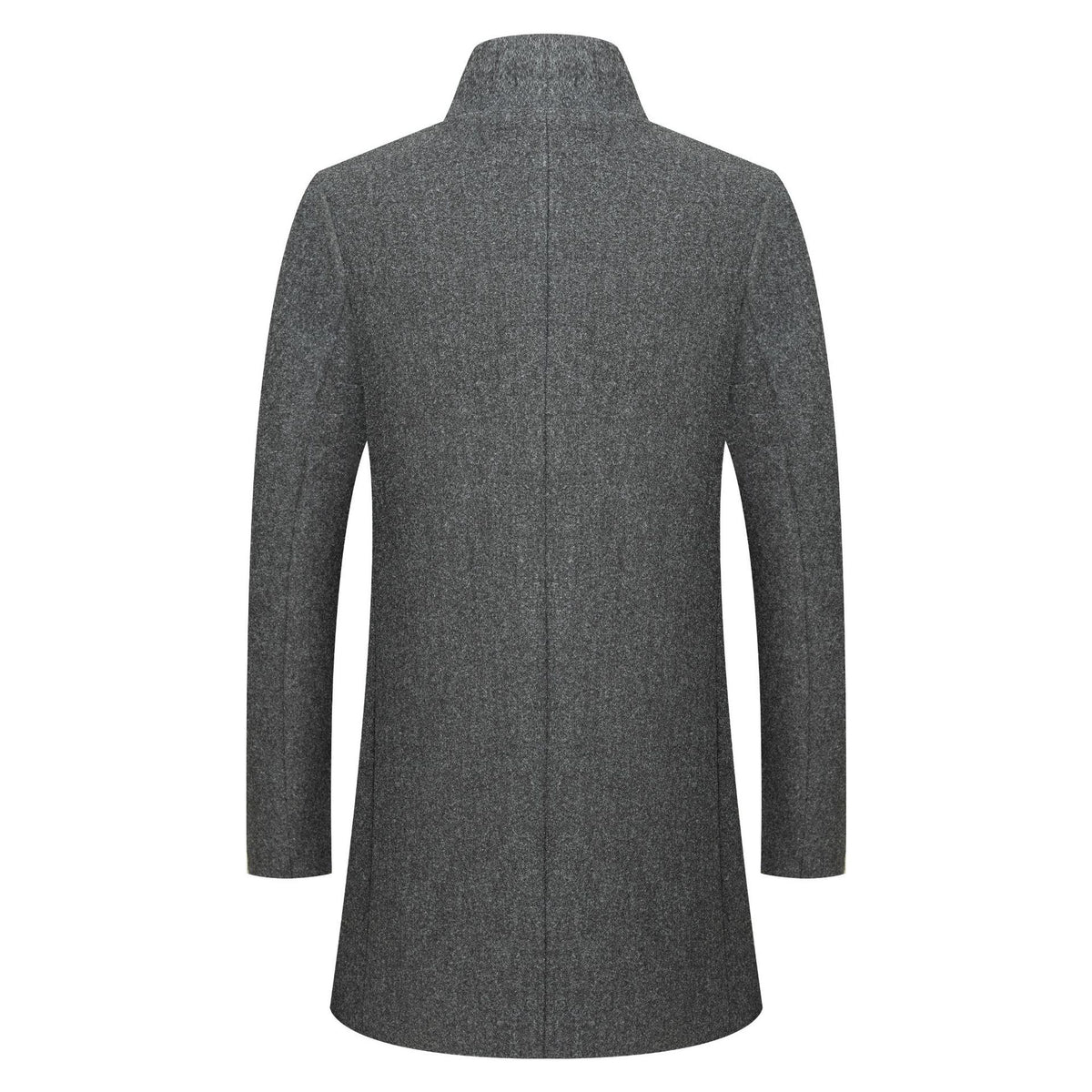 Foreign Trade Autumn and Winter New Men's Clothing Men's Stand Collar Mid-Length Woolen Outwear Pure Color Youth Casual Windbreaker Jacket Trendy