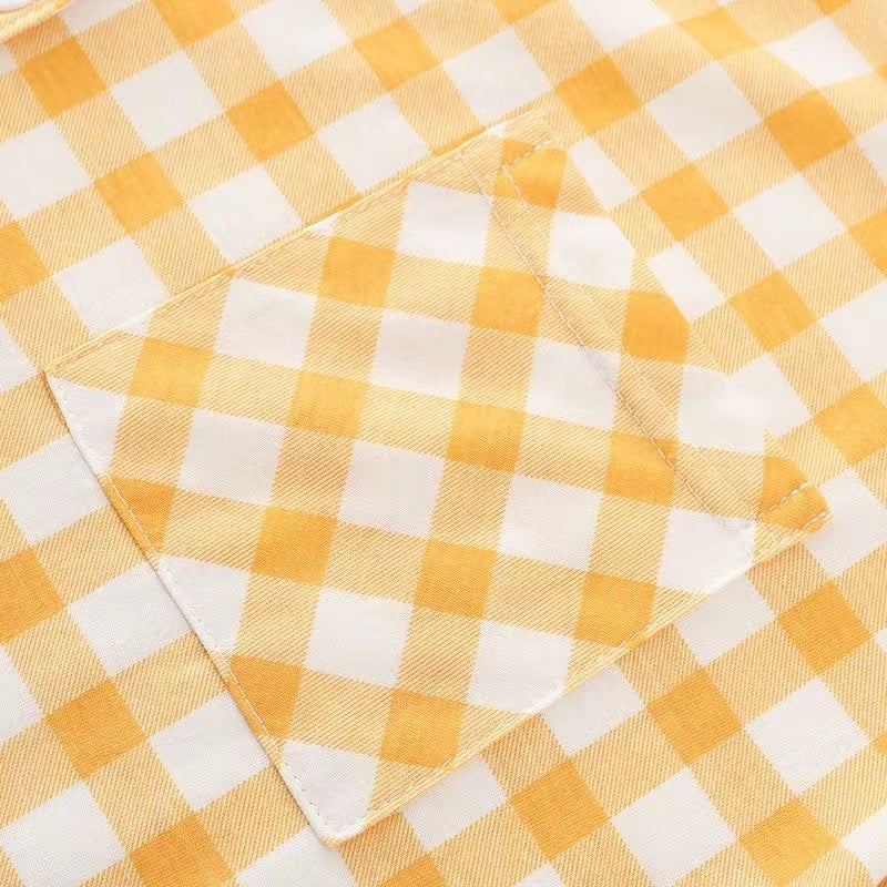 New Pajamas for Women, Long-Sleeved Pants, Unprinted Japanese Style Plaid, Loose, Large Size, Can Be Worn Outside, Pure Cotton Home Clothes Set for Women
