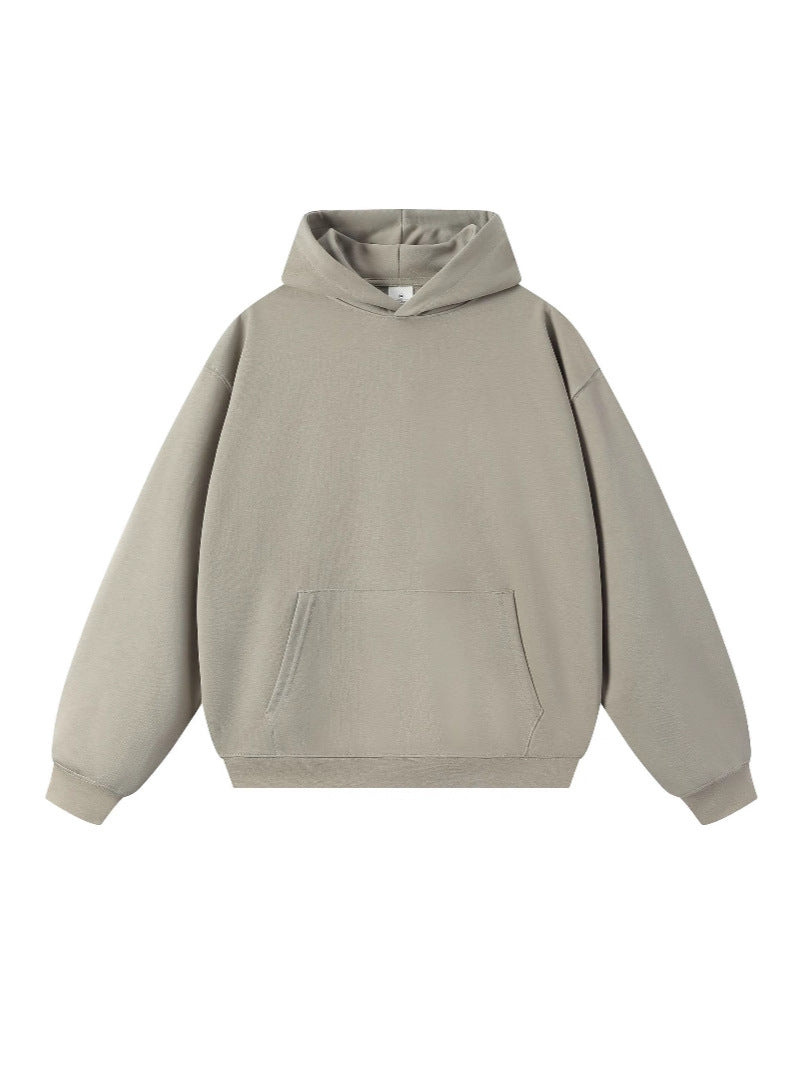 Sweatshirt 380g Terry Spring and Autumn American Style Thin Drop Shoulder Loose Fit Solid Color Hoodie for Men Trendy Versatile