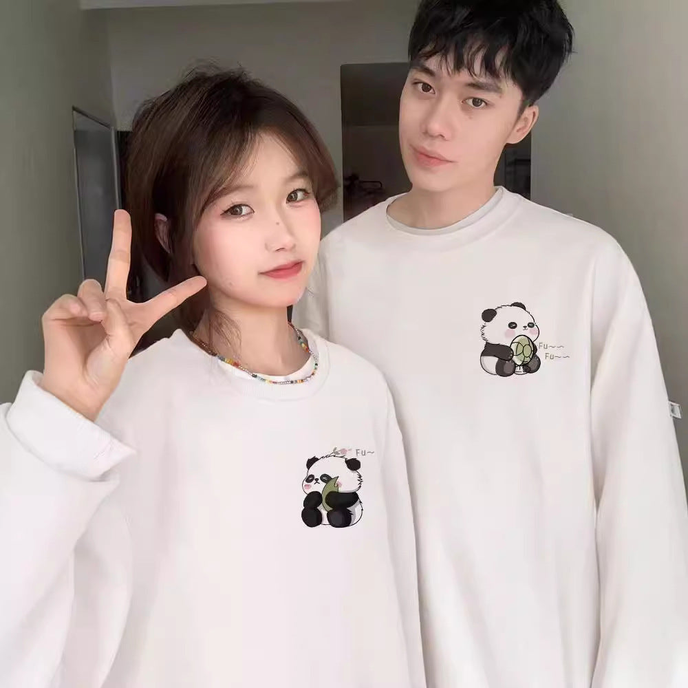 High-End Style Long-Sleeve Tops for Men and Women, Trendy Couple Outfits, Autumn and Winter Fleece Crewneck Sweatshirts, Fashionable Brand Class Uniforms