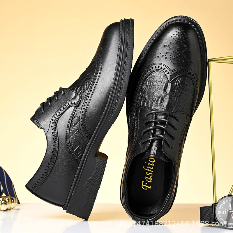 Men's Shoes New Style Business Formal Leather Shoes Men's Brogue Wedding Shoes Men