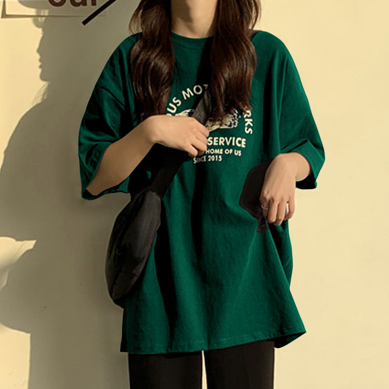 Summer Korean Style Loose Short-Sleeved T-Shirt for Women Korean Style New Bf Style Large Size Top Couple Bottoming Shirt Dropshipping