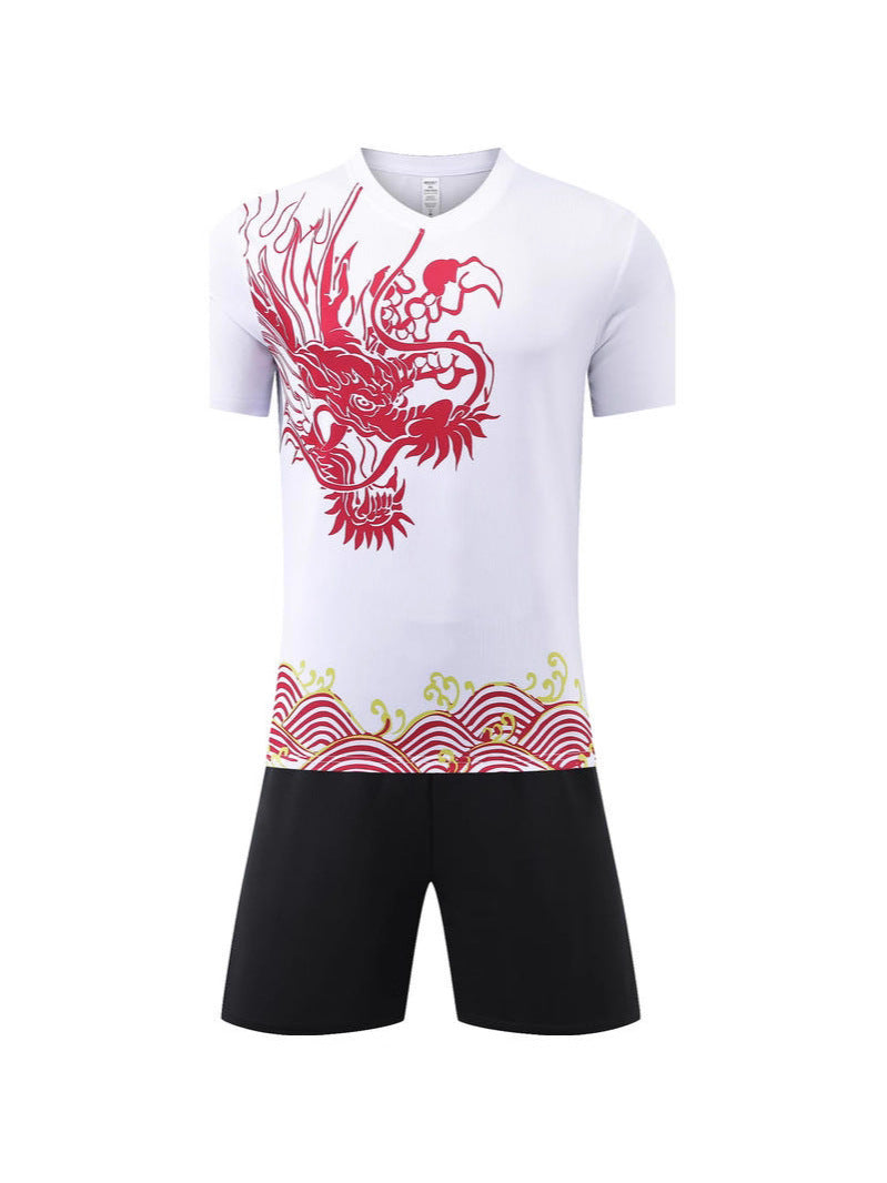 Sports Short-Sleeved Suit Summer Quick-Drying Sportswear Youth National Trend Group Training Suit Custom-Made Men's Short-Sleeved Shorts