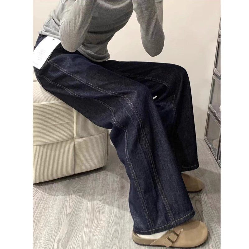 Denim Jeans Women's Autumn and Winter chubby girl High Waist Slimming Vintage Straight Pants Pear-shaped Narrow Figure