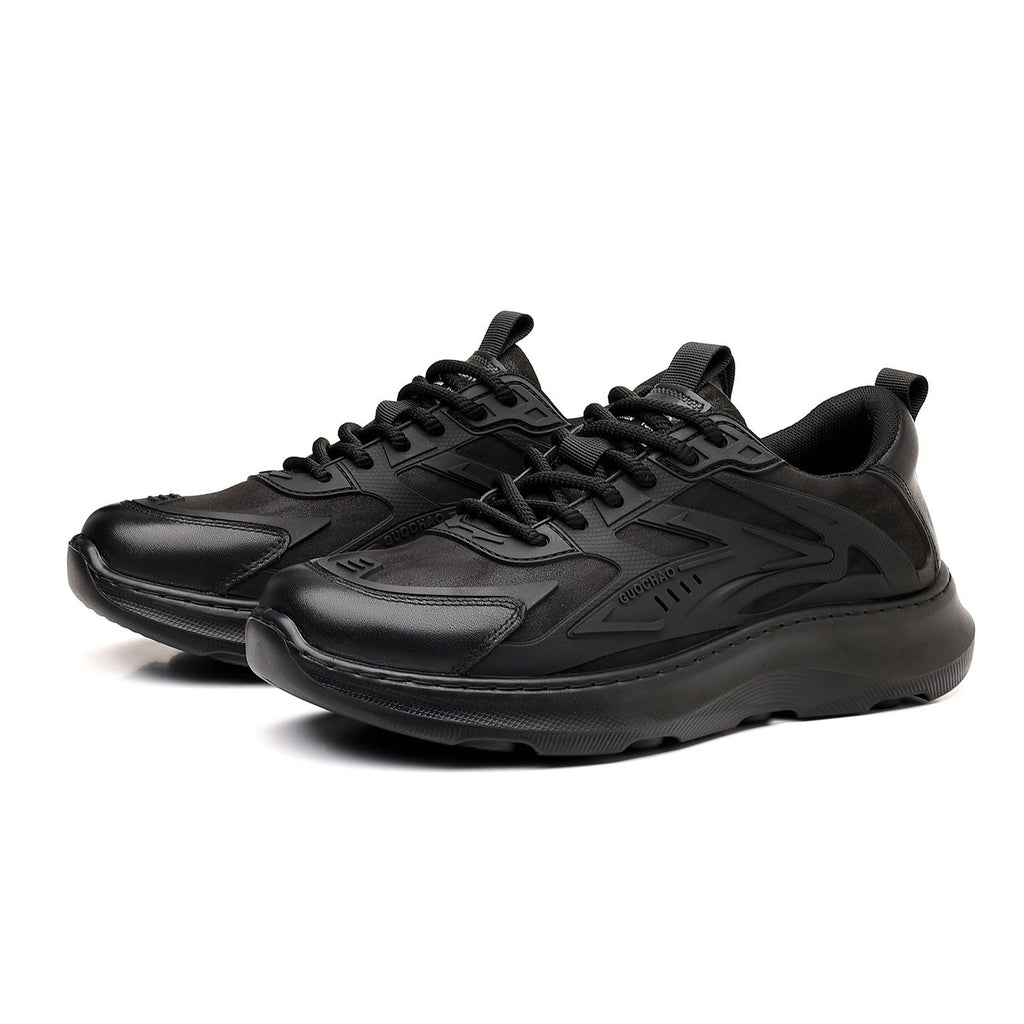 Winter Men's Shoes New Thick-Soled Sports Casual Leather Shoes Lace-Up Men's Casual Shoes Versatile Fleece-Lined Warm Shoes for Men