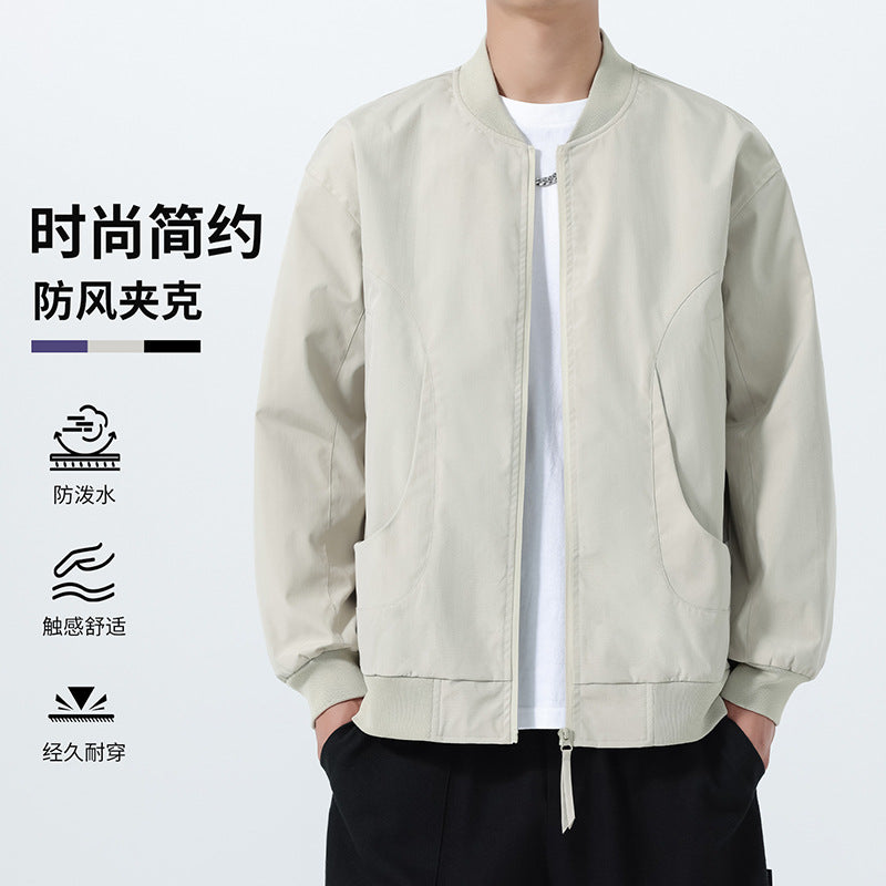 2025 Men's Jacket Simple Coat Youth Top Trendy Baseball Jacket Fashion Business Single Jacket Men's Wholesale