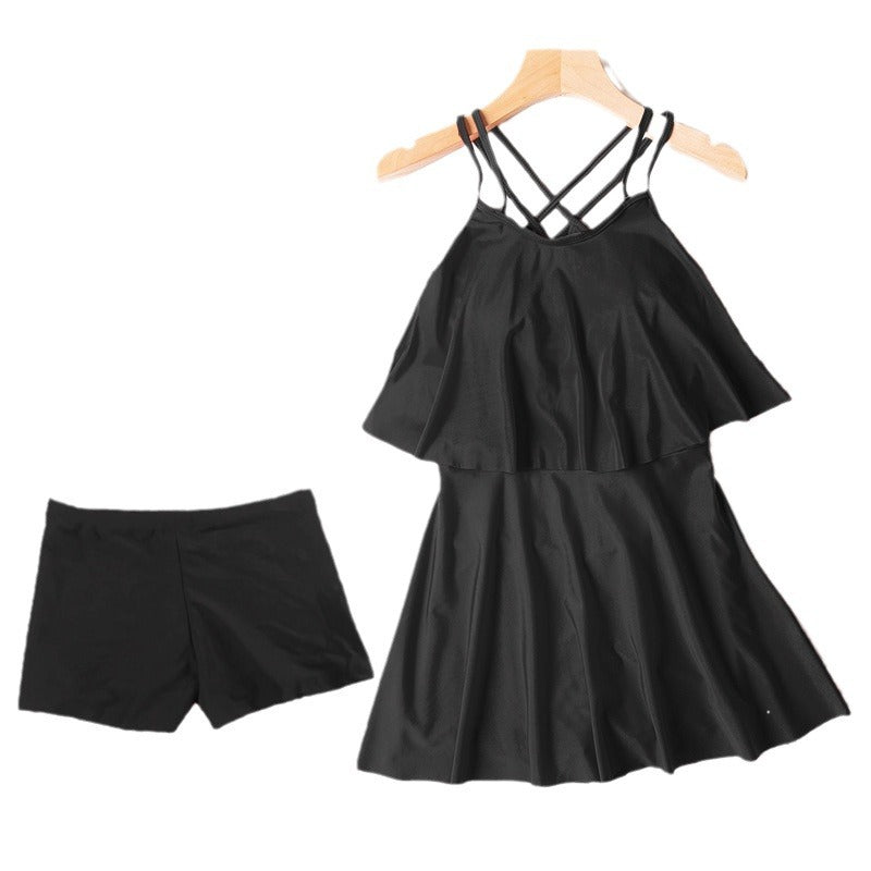2026 Women's Two-Piece Swimwear, Large Size, Conservative, Slimming, Tummy-Covering, Sexy, Fashionable, Hot Spring Student Swimwear Wholesale