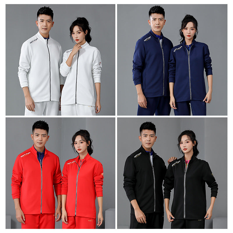 New Badminton Uniform Jacket Black and White Suit Men's and Women's Long-Sleeved Volleyball Uniform Table Tennis Uniform Competition Training Uniform