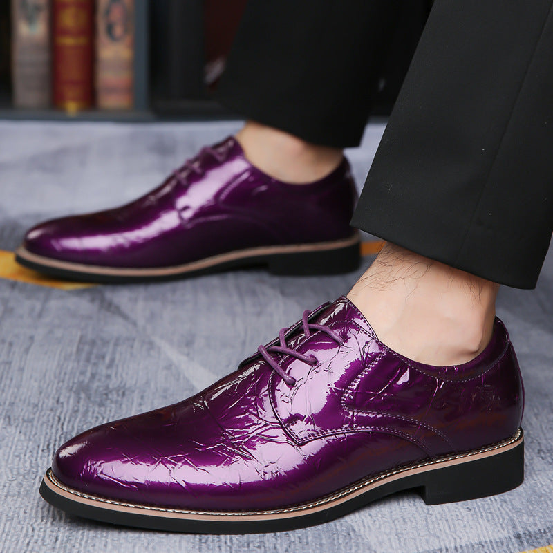 Cross-Border Men's Shoes Pointed Toe Lace-Up Multi-Color Wedding Business Party Banquet Office Formal Shoes Extra Large Size Leather Shoes