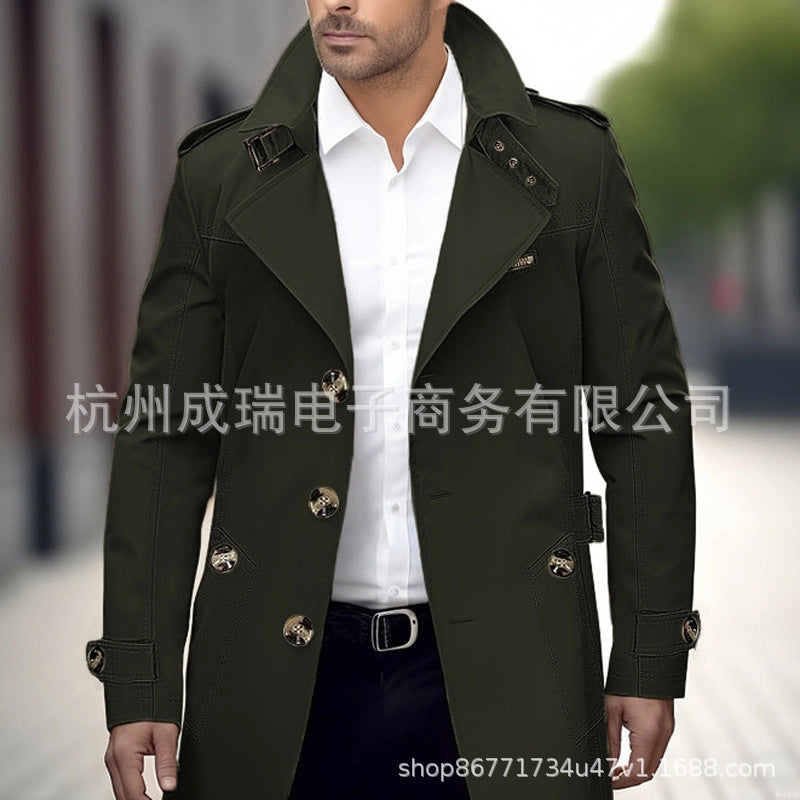 2025 New Product on Independent Sites Amazon Spring and Autumn Washed Men's Casual Outwear Mid-Length Windbreaker Jacket for Men
