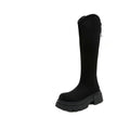 Women's Long Boots with Wide Shaft, Slim Boots, Autumn and Winter New British Style Thick-Soled Heightening Elastic Boots