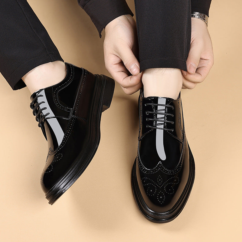 Large Size Summer Leather Shoes for Men 2025 New Business Formal Brogue British Casual Men's Shoes