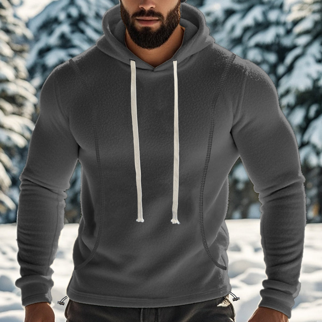 Cross-border Amazon autumn and winter  polar fleece hooded solid color sweater fleece-lined warm sports pullover hoodie