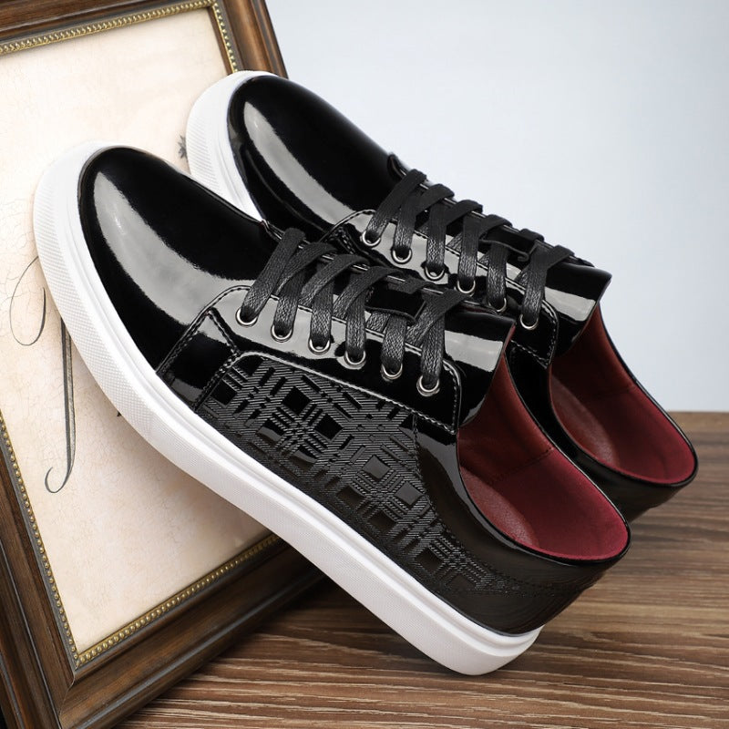 Men's Formal Fashion Pointed-Toe Patent Leather Low-Top Business Casual Shoes with Laces and Shiny Finish for Men 2501