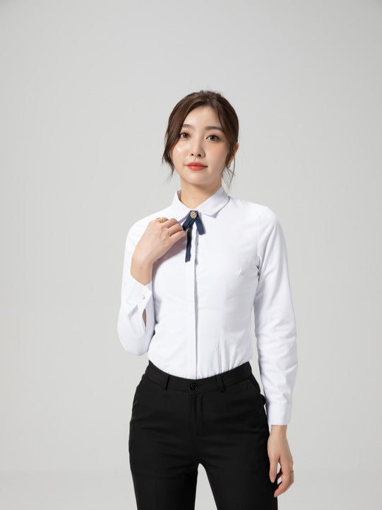 Women's Thermal Shirts with Fleece Lining, Thickened for Autumn and Winter, Long-Sleeved Base Shirts, Elegant and Slim-Fit for Commuting, Fashionable Formal Wear