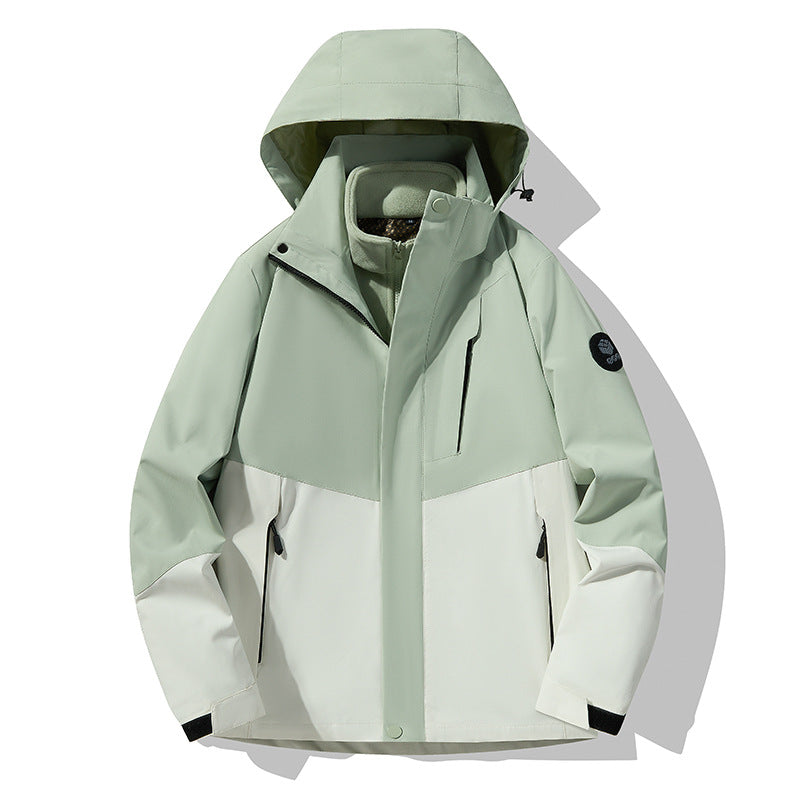 Three-In-One Detachable Autumn and Winter Jacket for Couples, Unisex Windproof and Waterproof Mountaineering Clothing with Fleece Lining