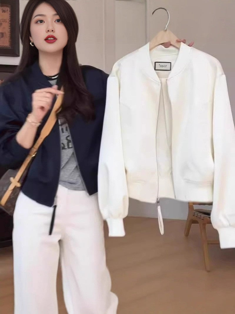 Baseball Uniform Short Jacket Women's 2025 Autum New Style Light Luxury High-End Super Hot Age-Reducing Jacket Top