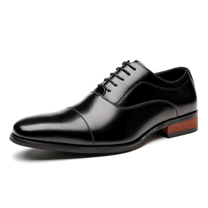 Japanese Style 2026 New Model Genuine Leather Business Shoes for Men, Three-Strap Formal Shoes, Pointed Toe Office Wedding Oxford Shoes with Wooden Sole
