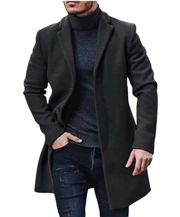 Cross-border Independent Station New Men's Woolen Coat British Style Autumn and Winter Woolen Mid-length Coat Men's Fashionable Coat