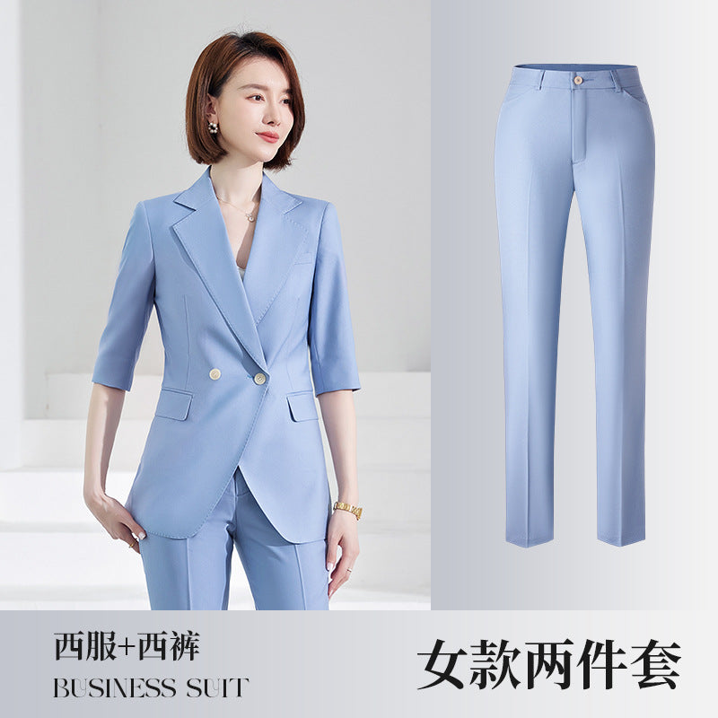 Women's Mid-sleeve suit Korean-style slim-fit professional formal wear business workwear uniform property administrative work clothes