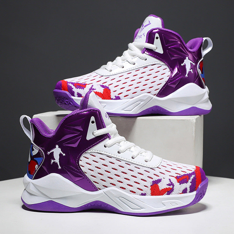 Boys' Shoes 2026 Spring New Model Kidsren's Non-Slip Wear-Resistant Basketball Shoes Mesh Breathable Boys' Sports Training Shoes