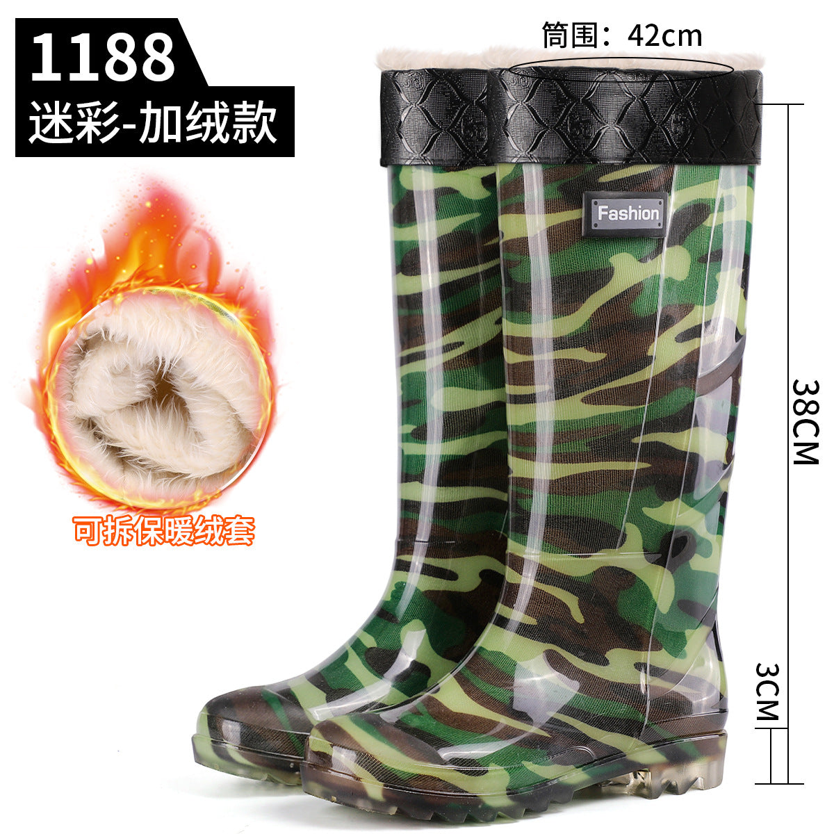 Men's Gray Plain Rain Boots, Labor Protection Boots, High Rain Boots, Protective Long-Tube Men's Water Shoes, Outdoor Camouflage Water Boots, Rubber Boots