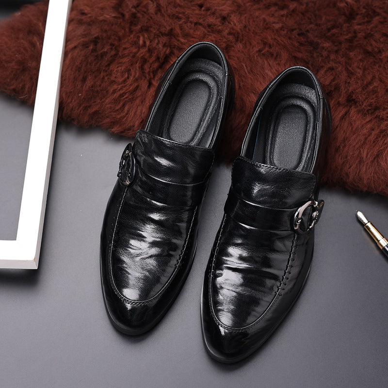 Men's Shoes 2025 Summer New Men's Casual Slip-On Pointed Leather Shoes Easiest for Match Trendy Shoes Business Formal Wedding Shoes