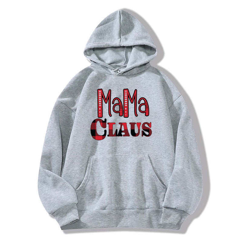 red plaid MAMA RIED printed hooded hoodie autumn and winter European and American women's