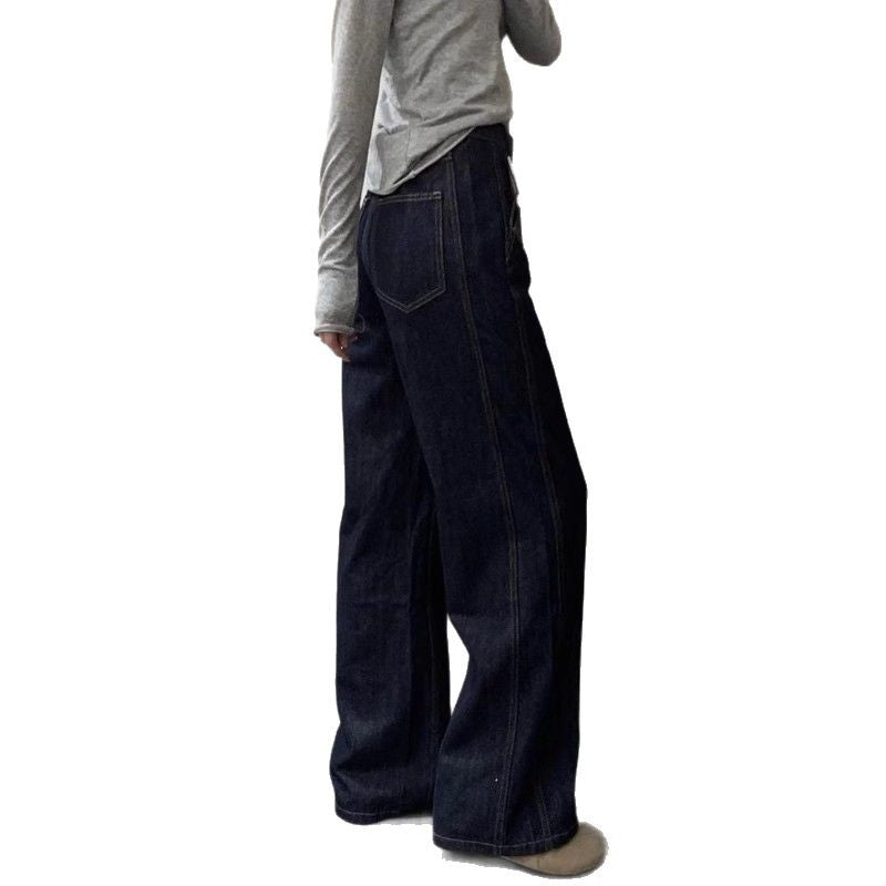 Denim Jeans Women's Autumn and Winter chubby girl High Waist Slimming Vintage Straight Pants Pear-shaped Narrow Figure