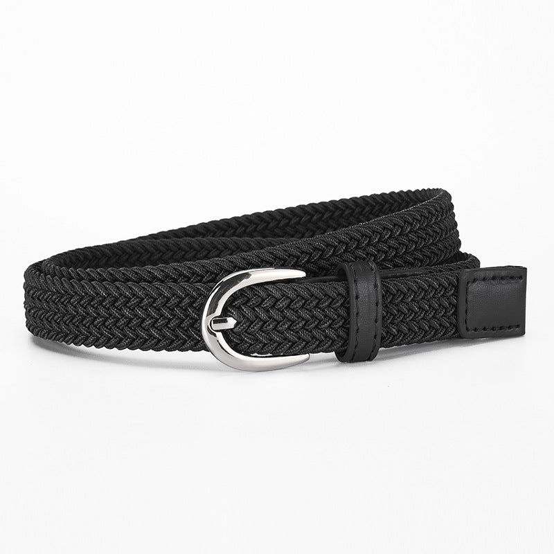 Children's Canvas Belt Unisex Military Training Pants Belt Women's Fashion Elastic Elastic Woven Lazy Belt