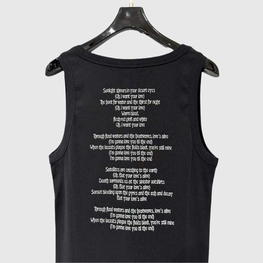 Women's SUBHUMAN Style American Style Fashion Brand Black All-match Slimming Printed Sling Vise T-shirt for Women