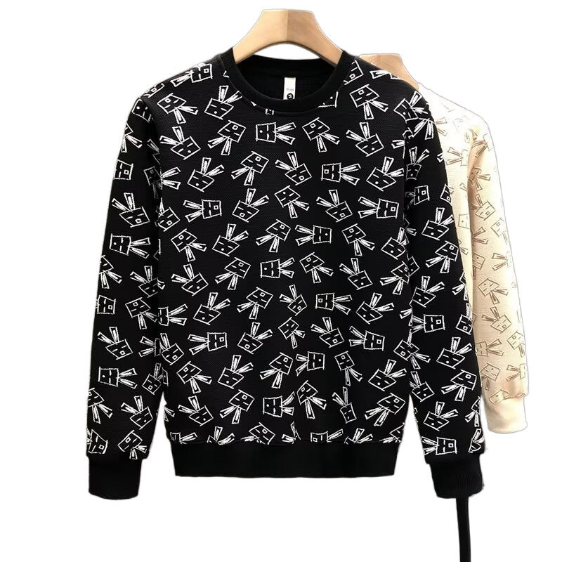 Printed Autum and Winter Sweatshirts for Spring and Autum, Korean Style New Round Neck Loose Tops, Hong Kong Style Trendyy New Styles for Men