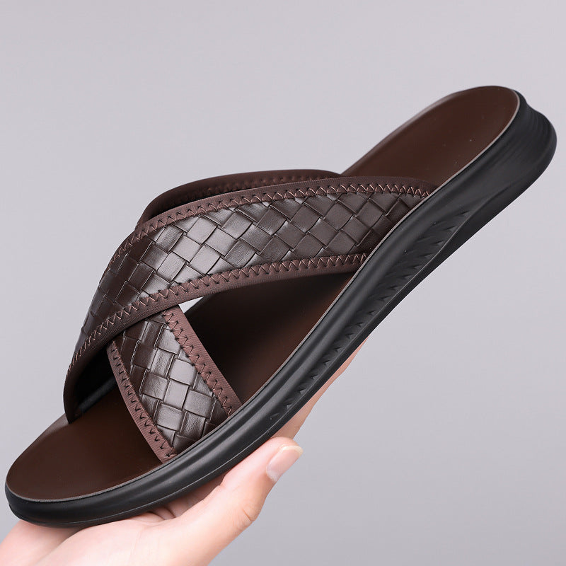 Men's Summer Street Fashion All-match Sandals Thin Bottom Non-slip Comfortable Beach Slippers