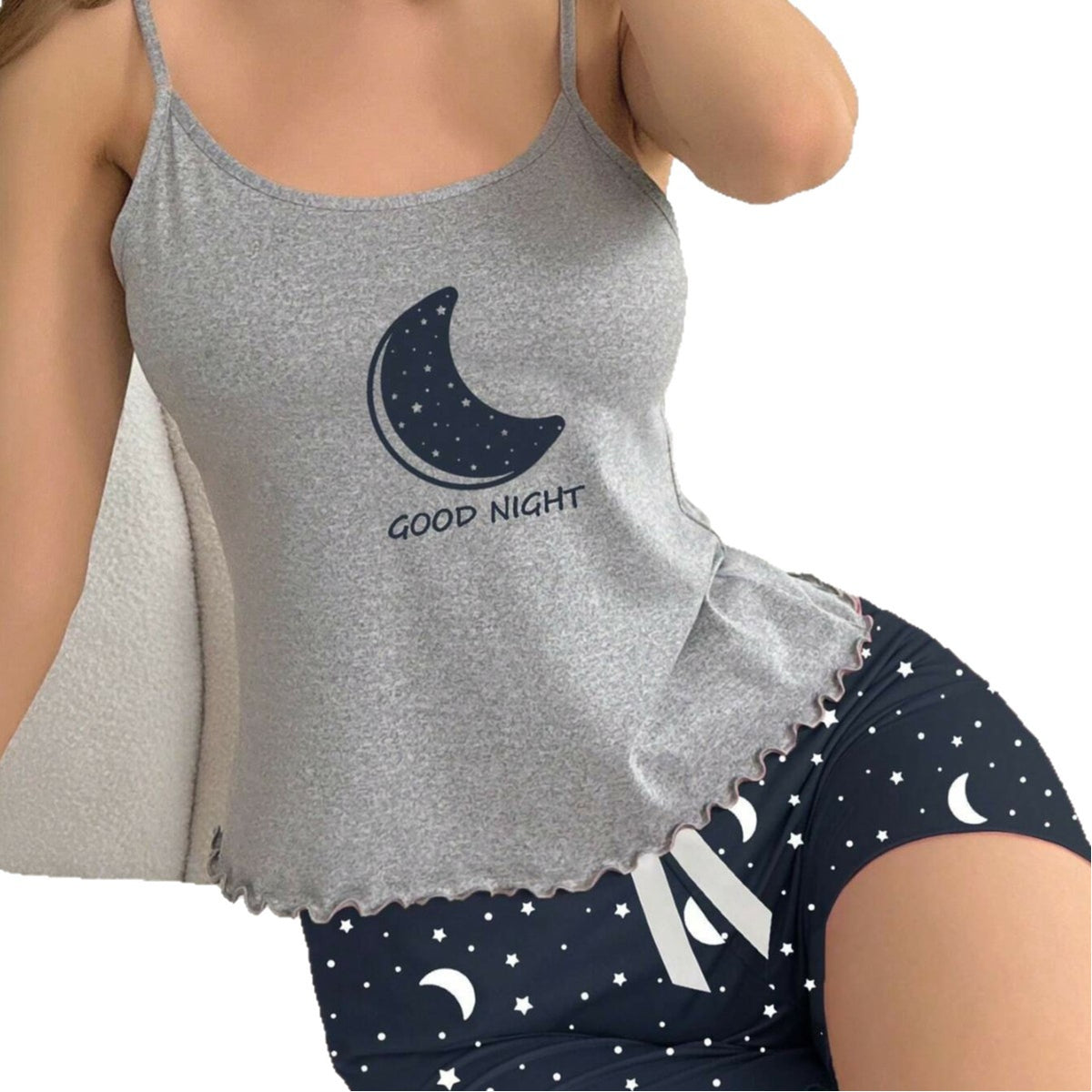 European and American Export Cross-Border Sexy Suspender Shorts Starry Sky Printed Pajamas Set Women's Summer Thin Casual Home Wear