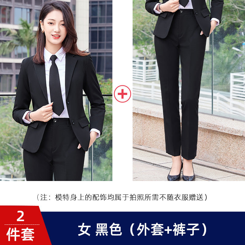 Two-button color spinning four-sided elastic treasure blue teacher suit suit men's and women's same style professional attire 4S shop suit wholesale