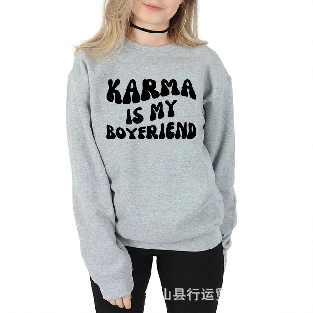 Fashionable Long-Sleeved Sweatshirt for Women 2023 Autumn and Winter New Loose Sweatshirt Letter Printed Round Neck Sweatshirt for Women