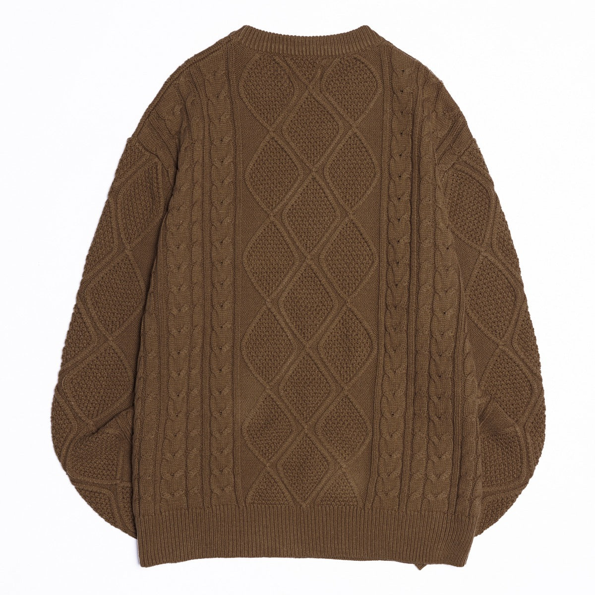 2024 American-style vintage twist knitted sweater men's loose round neck casual fashion brand all-match sweater men's gray and blue
