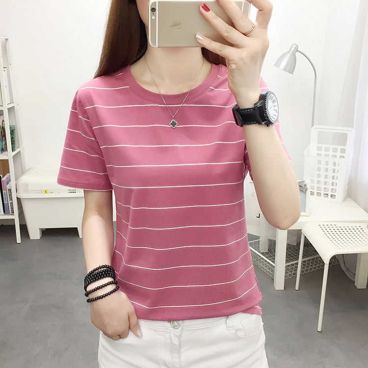 Middle-Aged Mom's Loose-Fitting Large-Size Pure Cotton Short-Sleeve T-Shirt for Women, Casual Irregular Top