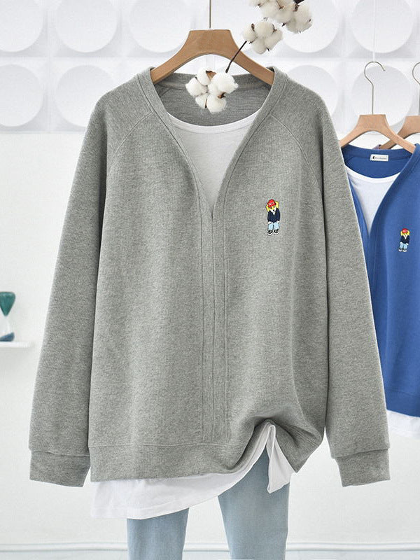 Women's Sweatshirt 2026 Spring, Autumn, and Winter New Style, Mid-Length, Loose, Stylish, Hip-Covering, Popular Top for Petite Figures