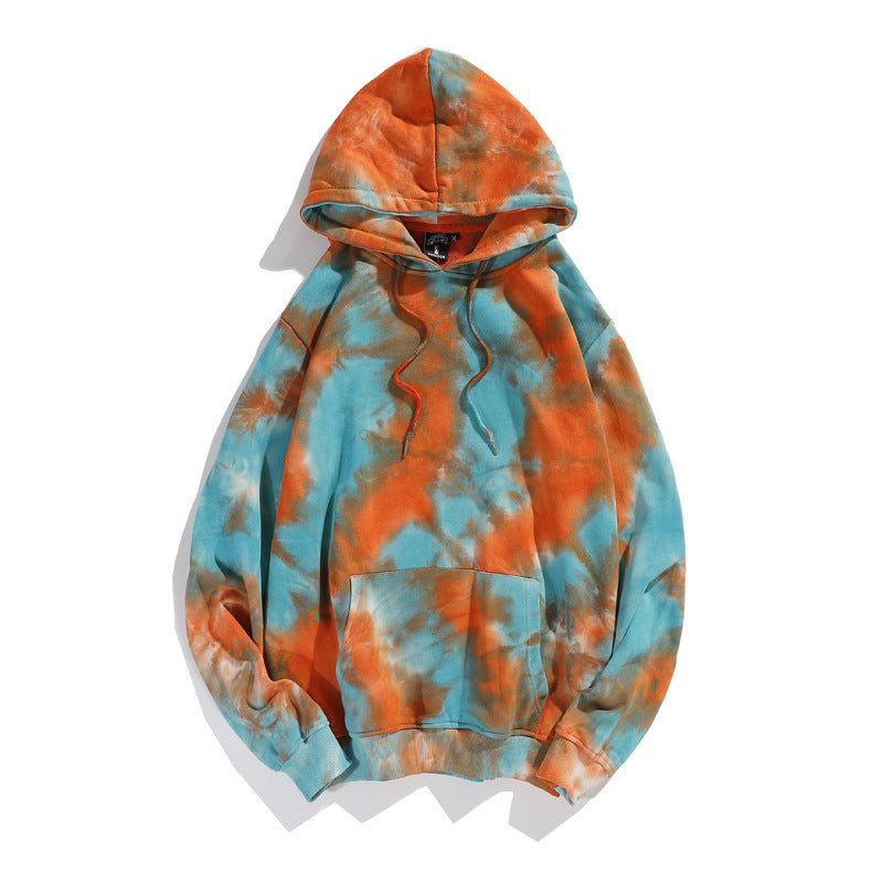 European and American Street Fashion Brand Couple's Loose-Fitting Hooded Sweatshirt, Unisex Long-Sleeve Tie-Dye Hoodie, Ins-Style Hip-Hop Jacket for Couples