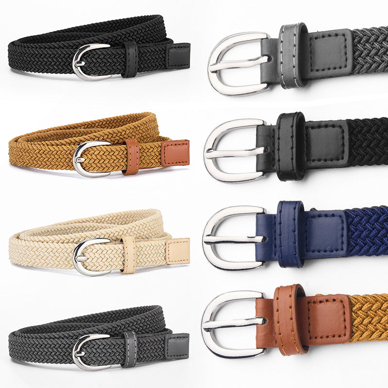 Children's Canvas Belt Unisex Military Training Pants Belt Women's Fashion Elastic Elastic Woven Lazy Belt