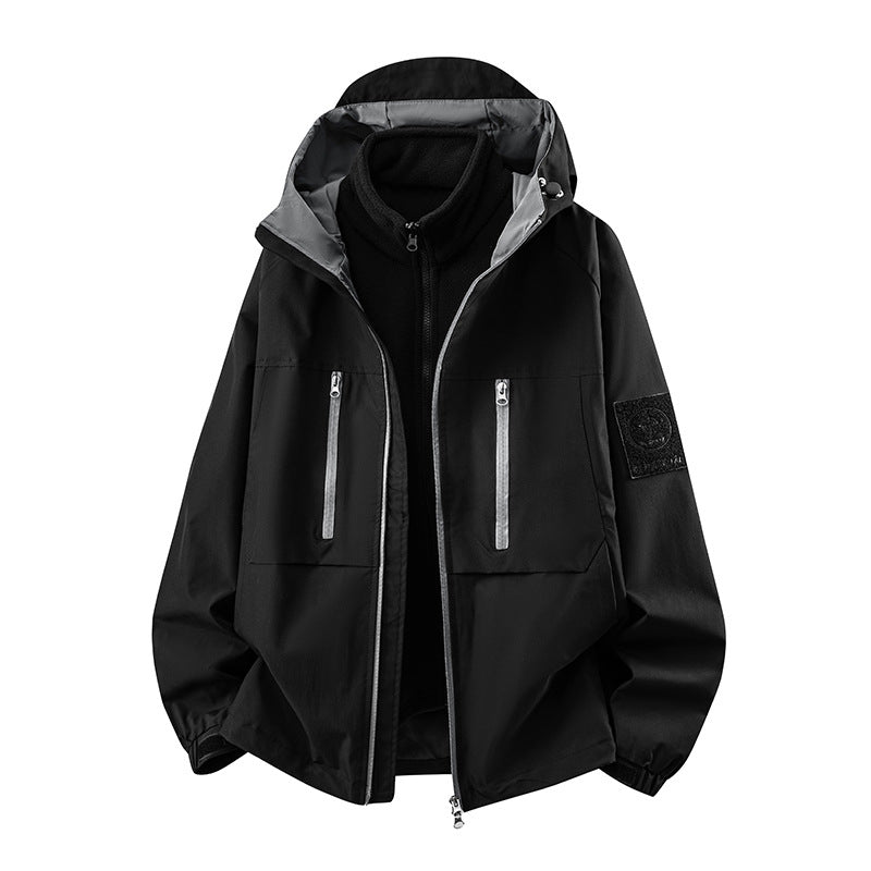 Outdoor Jackets for Men and Women, Three-In-One Jackets, Autumn and Winter Windproof and Waterproof Couple Jackets, Velvet Thickeneded Jackets, Two-Piece Set