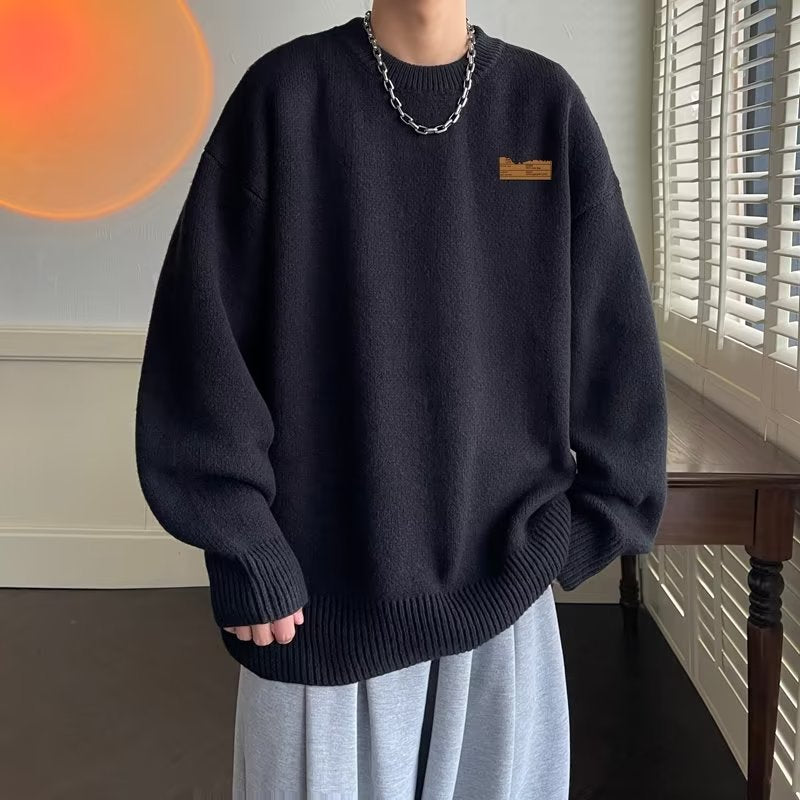 2023 sweater men's winter lazy pullover sweater fashion brand loose bottoming sweater coat casual all-matching