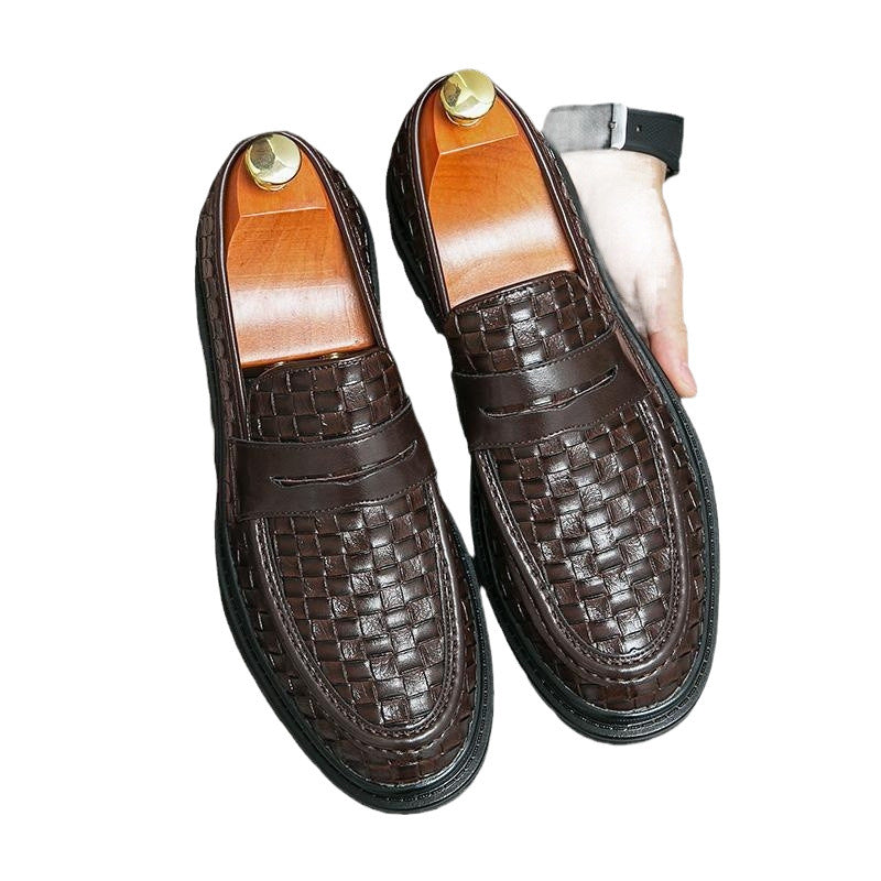 2025 New Autum Slip-On Leather Shoes for Men, Breathable British Style Lazy Men's Casual Large Size Loafers