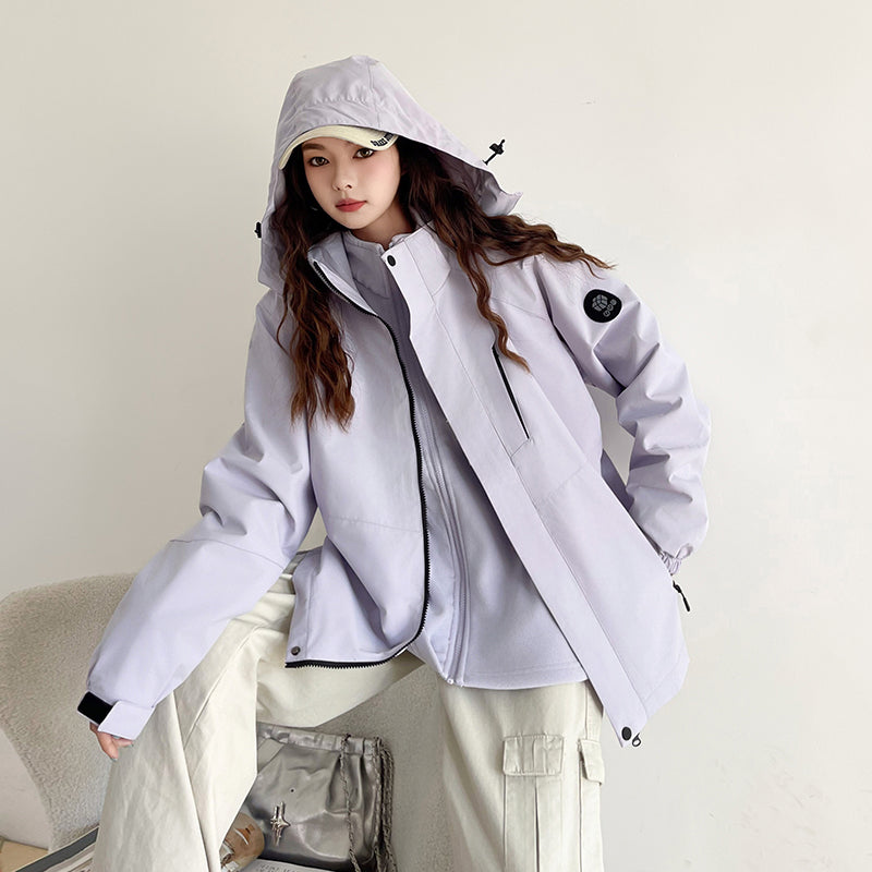 Three-In-One Detachable Autumn and Winter Jacket for Couples, Unisex Windproof and Waterproof Mountaineering Clothing with Fleece Lining