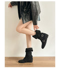 2025 Autumn and Winter New Fashion Versatile Korean Slim Leg Boots Western Boots Suede Leather Short Boots Women's Cowboy Boots