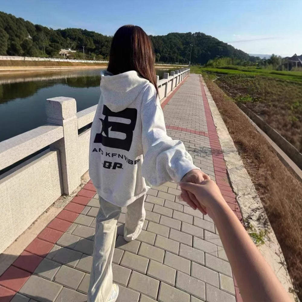 High-End Oversize Tops for Men and Women, Special Couple Wear, Autumn and Winter Velvet Hooded Sweatshirts, Trendy Brand Class Uniforms